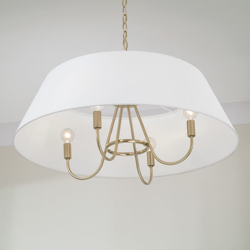Capital Lighting Julia 4Lt Pendant, Brass/White Bolt-On