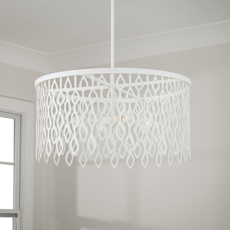 Capital Lighting Pheobe 4Lt Pendant, Matte White