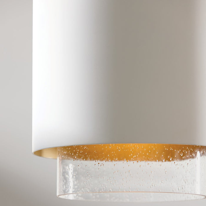 Capital Lighting Weller 1Lt Pendant, Matte Brass/White/Clear Seeded