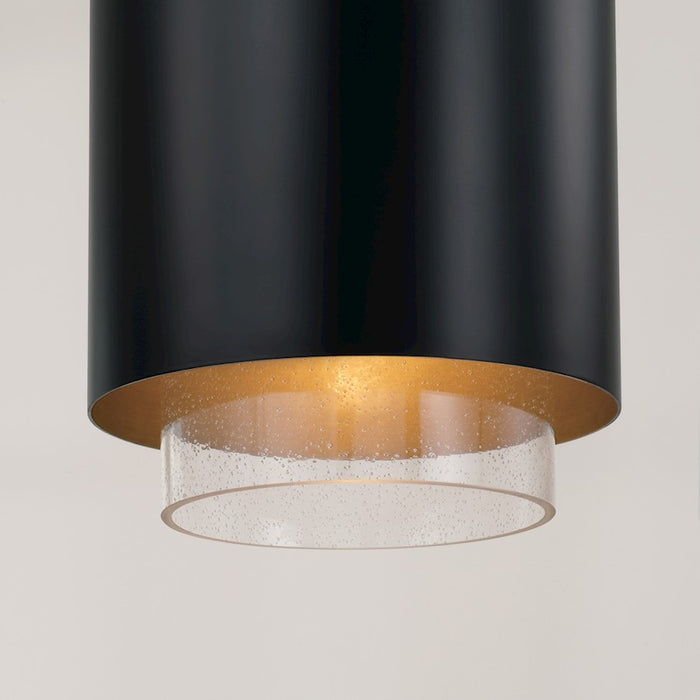 Capital Lighting Weller 1Lt Pendant, Matte Brass/Black/Clear Seeded