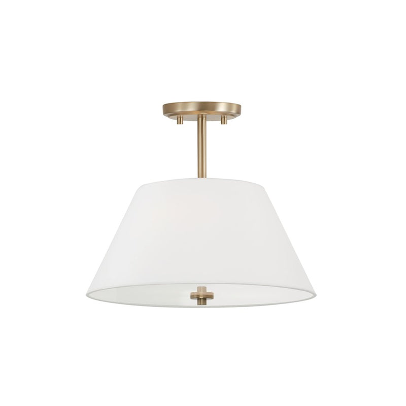 Capital Lighting Parson 3Lt Semi Flush, Brass/White Bolt-On