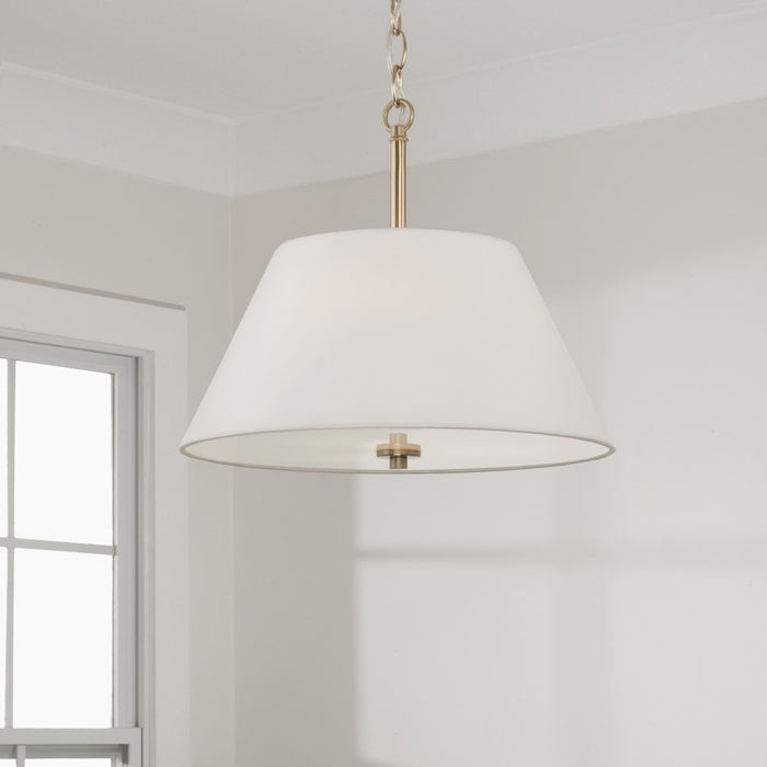 Capital Lighting Parson 3Lt Semi Flush, Brass/White Bolt-On