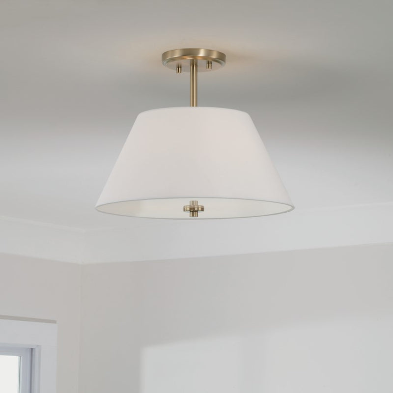Capital Lighting Parson 3Lt Semi Flush, Brass/White Bolt-On