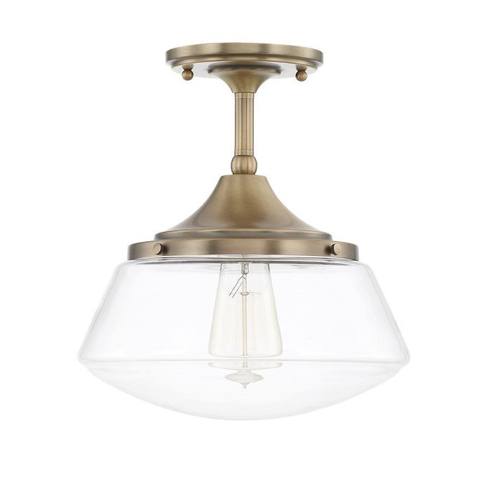 Capital Lighting Schoolhouse 1 Light Semi-Flush Mount, Aged Brass