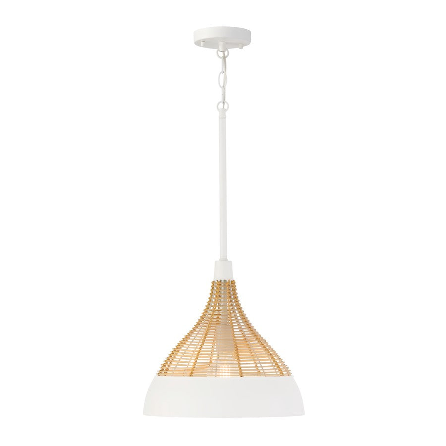 Capital Lighting Kali 1 Light 14" Pendant, Matte White - 353911WE