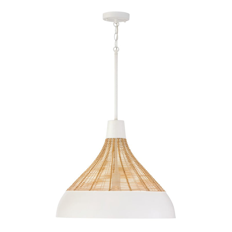 Capital Lighting Kali 1 Light 22" Pendant, Matte White