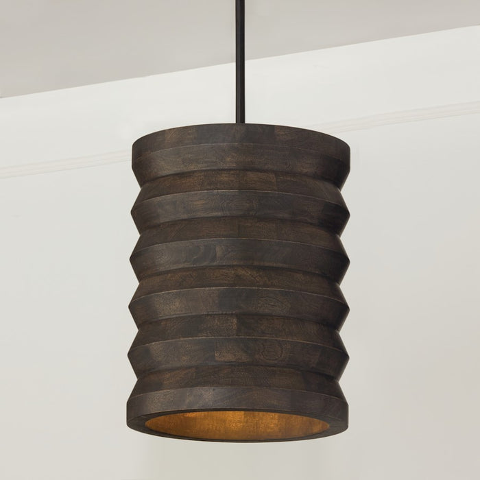 Capital Lighting Dunn 1 Light Pendant, Espresso Stain and Black