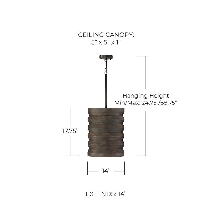 Capital Lighting Dunn 1 Light Pendant, Espresso Stain and Black