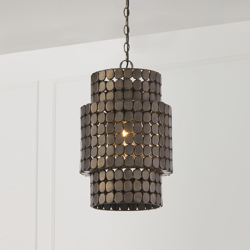 Capital Lighting Eliana 1 Light Pendant, Dark Brass