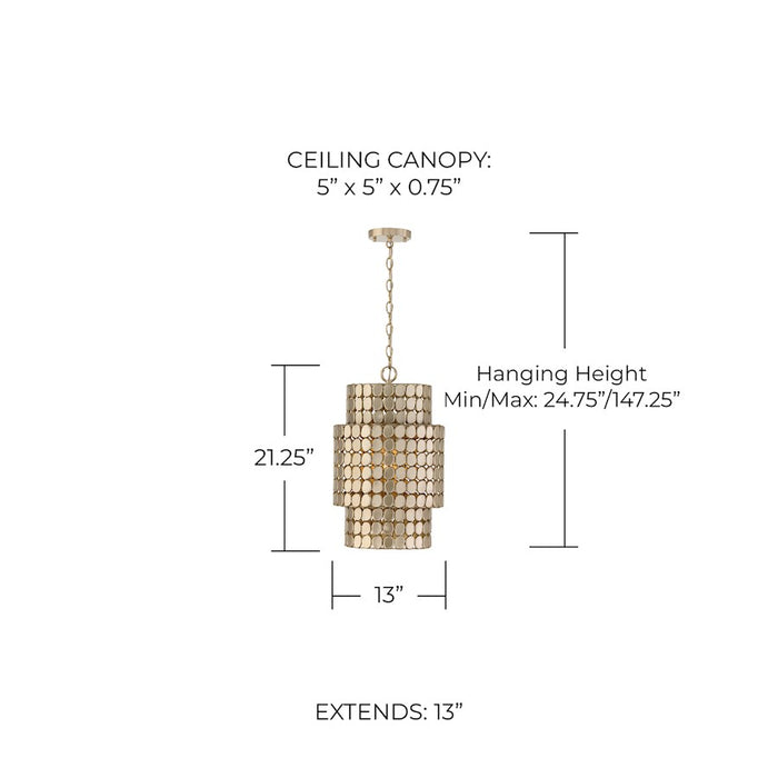 Capital Lighting Eliana 1 Light Pendant, Champagne Brass