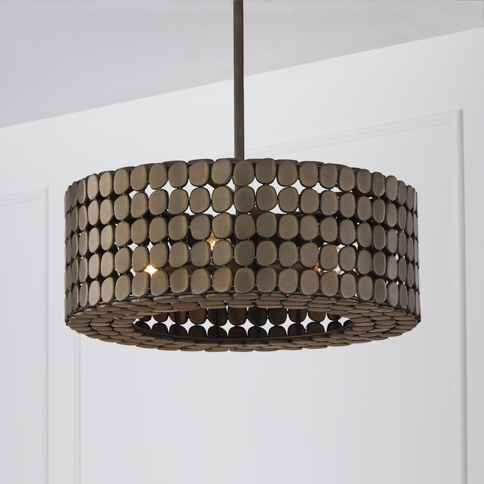 Capital Lighting Eliana 4 Light Pendant, Dark Brass