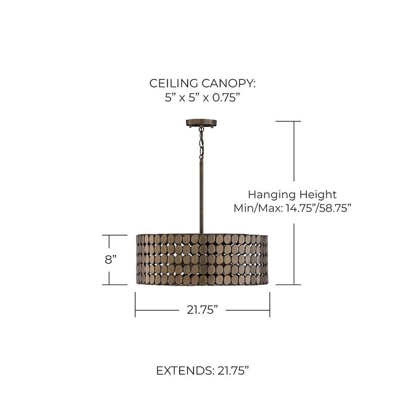 Capital Lighting Eliana 4 Light Pendant, Dark Brass