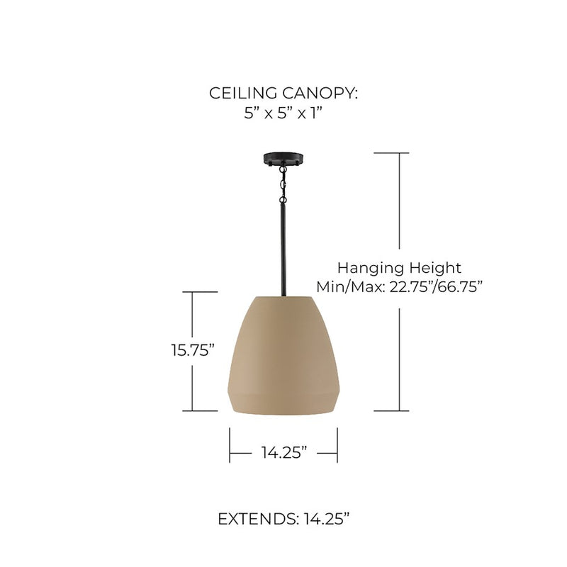 Capital Lighting Della 1 Light 14" Pendant, Terracotta Sand