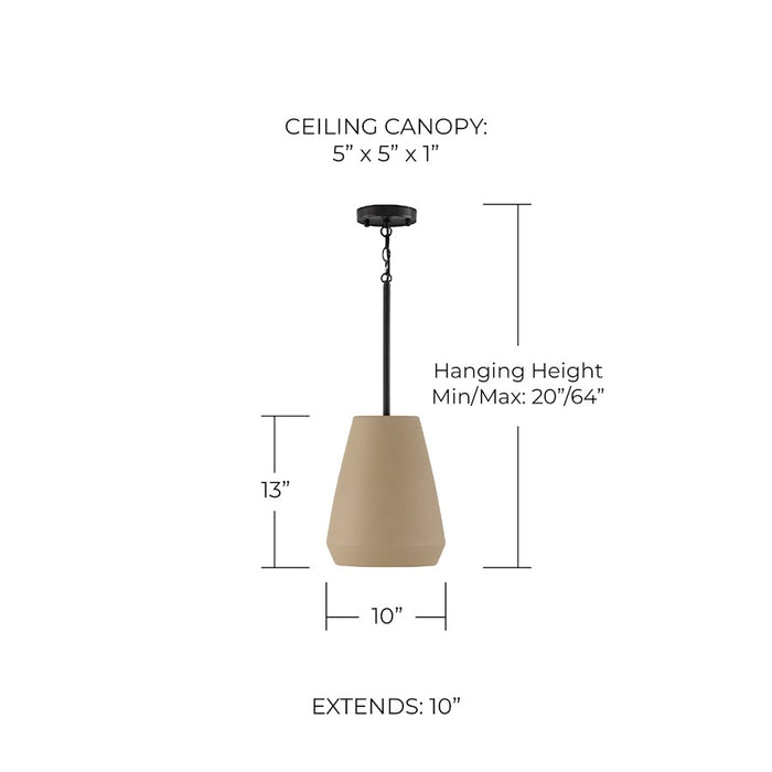 Capital Lighting Della 1 Light 10" Pendant, Terracotta Sand