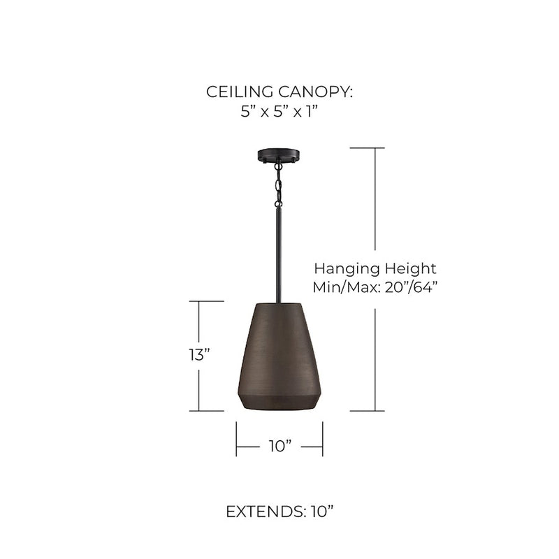 Capital Lighting Della 1 Light 10" Pendant, Terracotta Umber