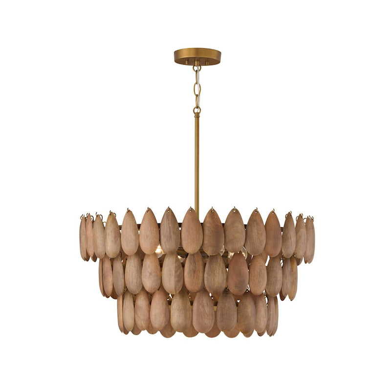 Capital Lighting Ravi 4 Light 25" Pendant, Light Wood/Patinaed Brass