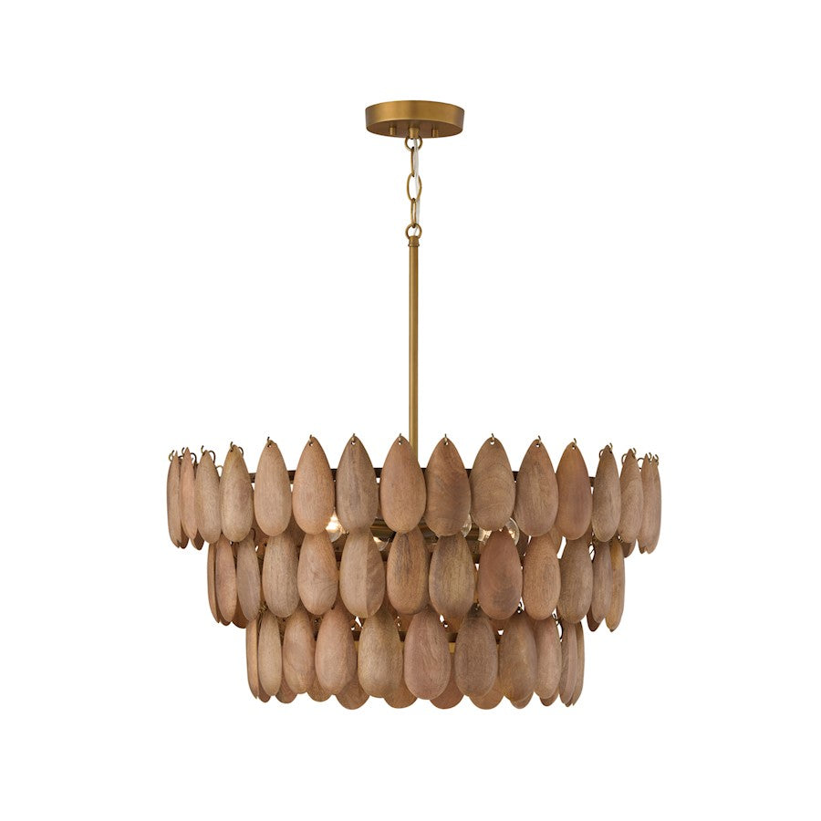 Capital Lighting Ravi 4 Light 25" Pendant, Light Wood/Patinaed Brass - 354441LW