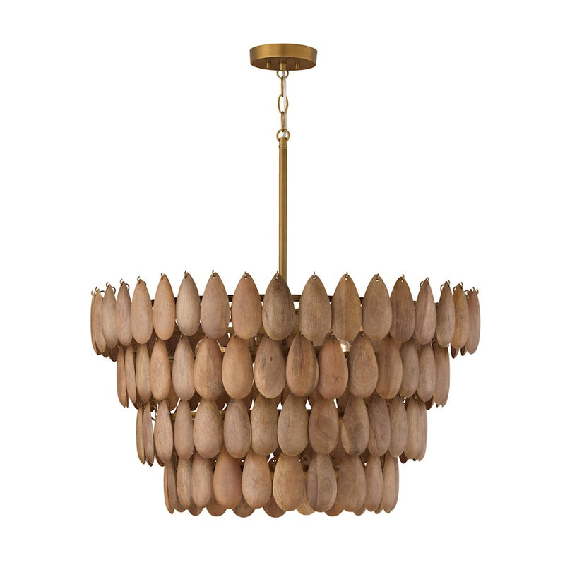 Capital Lighting Ravi 4 Light 29" Pendant, Light Wood/Patinaed Brass