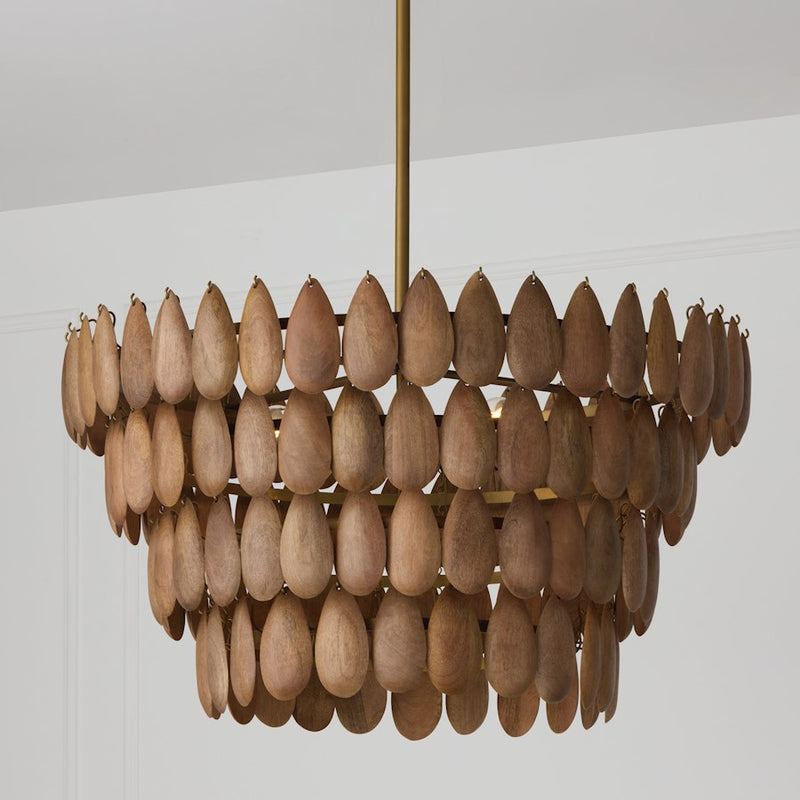 Capital Lighting Ravi 4 Light 29" Pendant, Light Wood/Patinaed Brass