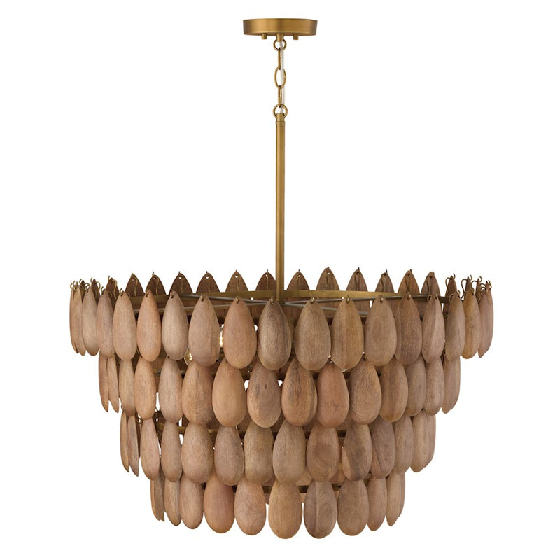 Capital Lighting Ravi 4 Light 29" Pendant, Light Wood/Patinaed Brass