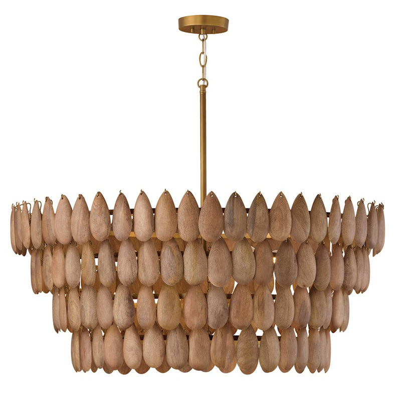 Capital Lighting Ravi 6 Light Pendant, Light Wood and Patinaed Brass