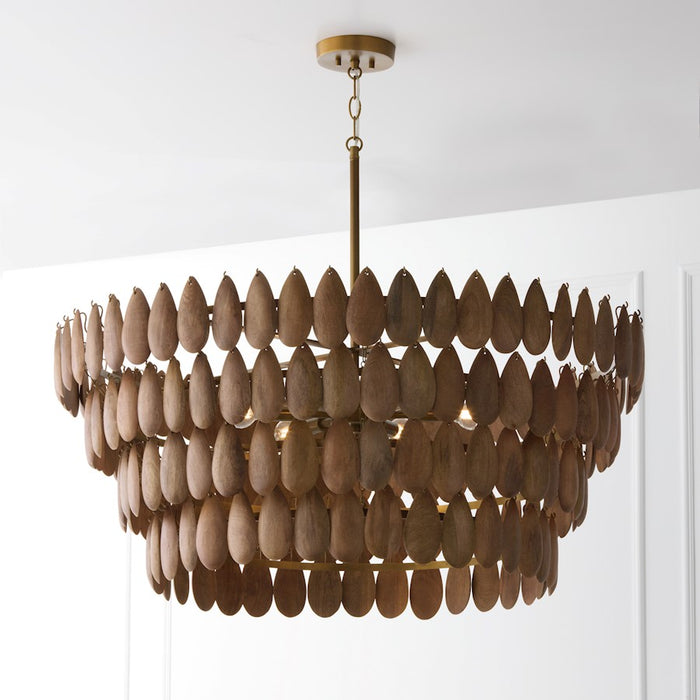 Capital Lighting Ravi 6 Light Pendant, Light Wood and Patinaed Brass