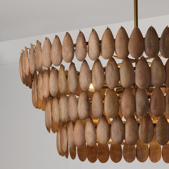 Capital Lighting Ravi 6 Light Pendant, Light Wood and Patinaed Brass
