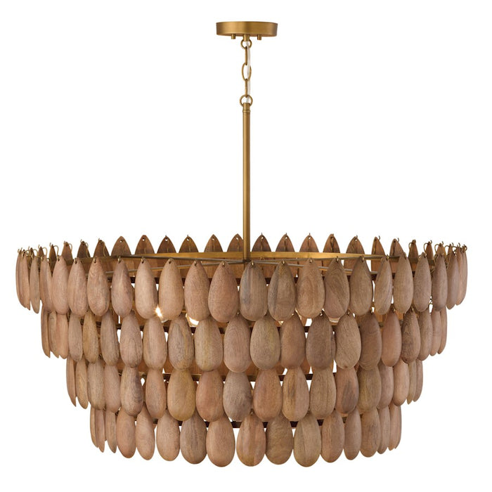 Capital Lighting Ravi 6 Light Pendant, Light Wood and Patinaed Brass