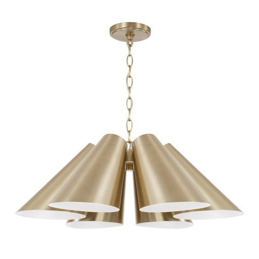 Capital Lighting Leo 6Lt Pendant, Brass/Brass Metal/White Interior - 354961MA