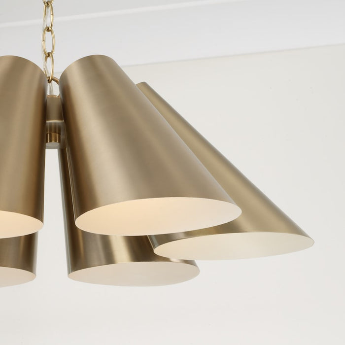 Capital Lighting Leo 6Lt Pendant, Brass/Brass Metal/White Interior