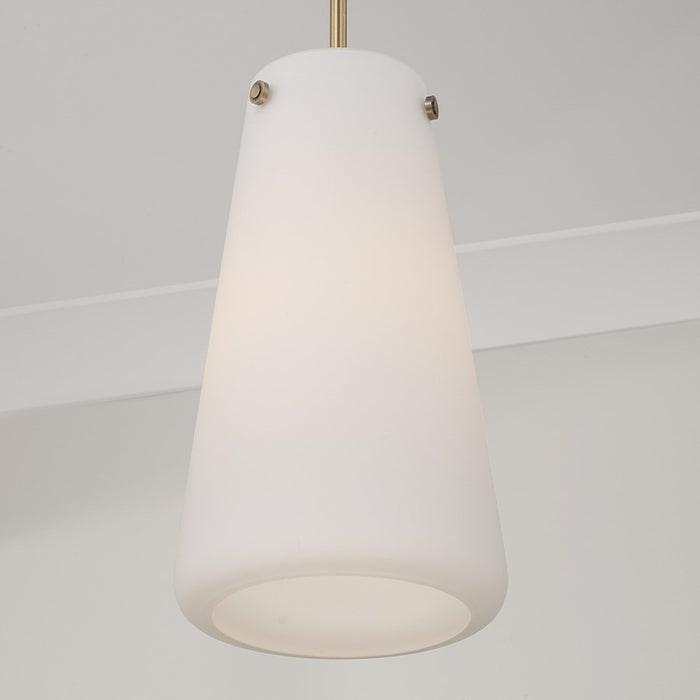 Capital Lighting Averitt 1 Light Pendant, Aged Brass/Soft White Glass