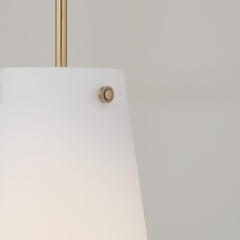 Capital Lighting Averitt 1 Light Pendant, Aged Brass/Soft White Glass