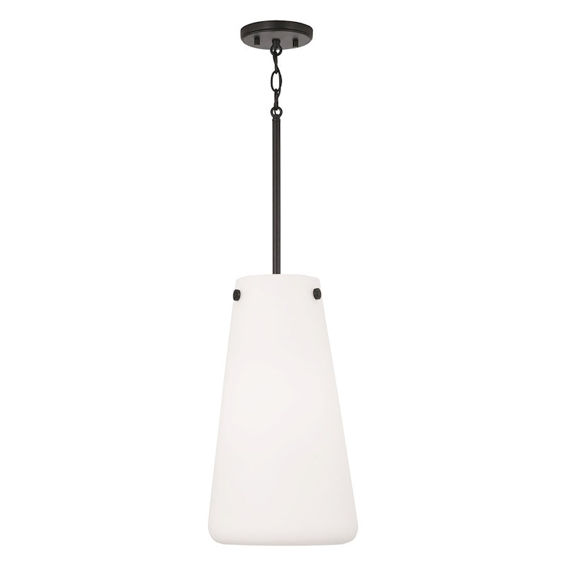 Capital Lighting Averitt 1 Light Pendant, Matte Black/Soft White
