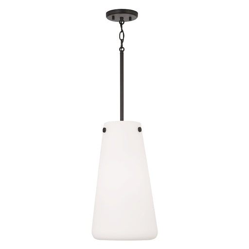 Capital Lighting Averitt 1 Light Pendant, Matte Black/Soft White - 355211MB