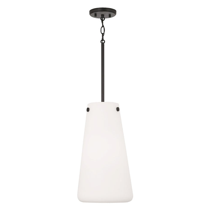 Capital Lighting Averitt 1 Light Pendant, Matte Black/Soft White - 355211MB