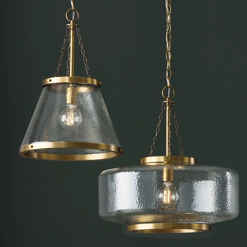 Capital Lighting Landon 1 Light 20" Pendant, Brass/Organic Hammered