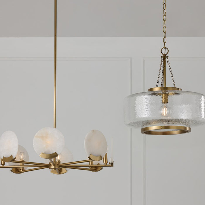Capital Lighting Landon 1 Light 20" Pendant, Brass/Organic Hammered