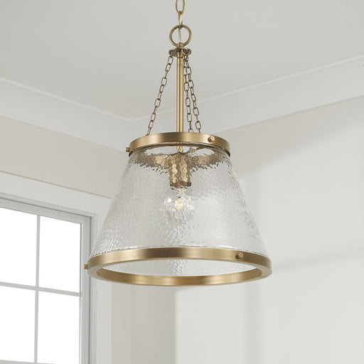 Capital Lighting Landon 1 Light 15" Pendant, Brass/Organic Hammered