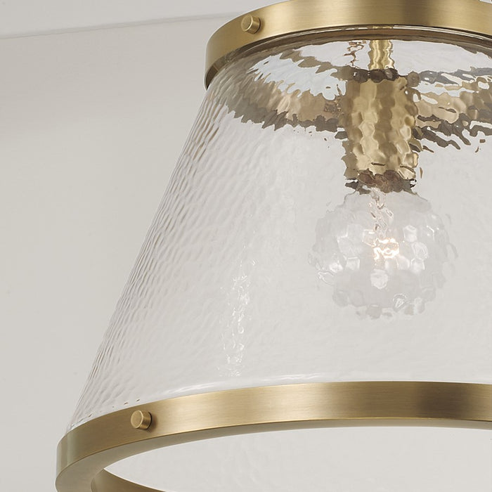 Capital Lighting Landon 1 Light 15" Pendant, Brass/Organic Hammered