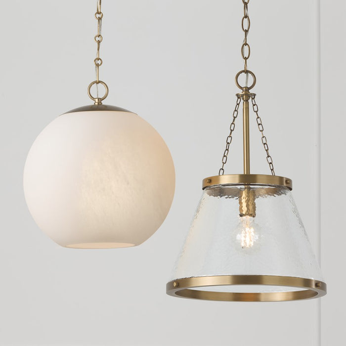 Capital Lighting Landon 1 Light 15" Pendant, Brass/Organic Hammered