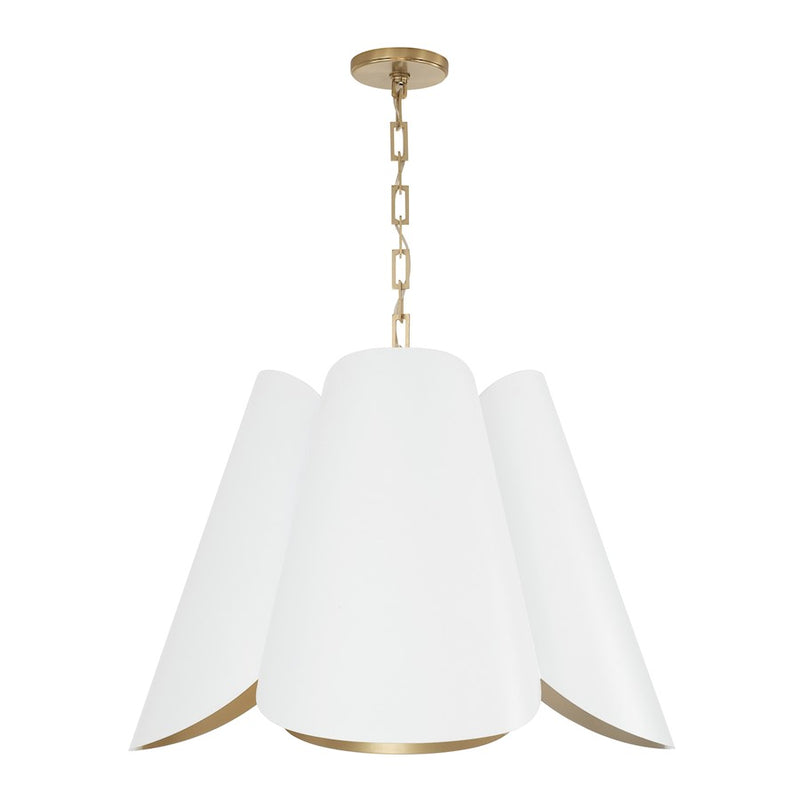 Capital Lighting Maeve 4Lt 27" Pendant, Brass/White/Painted Brass