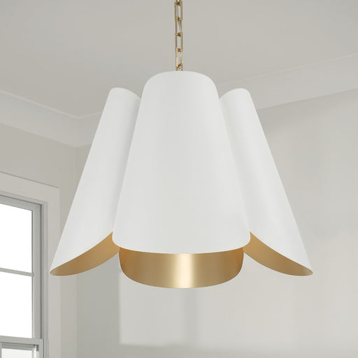 Capital Lighting Maeve 4Lt 27" Pendant, Brass/White/Painted Brass