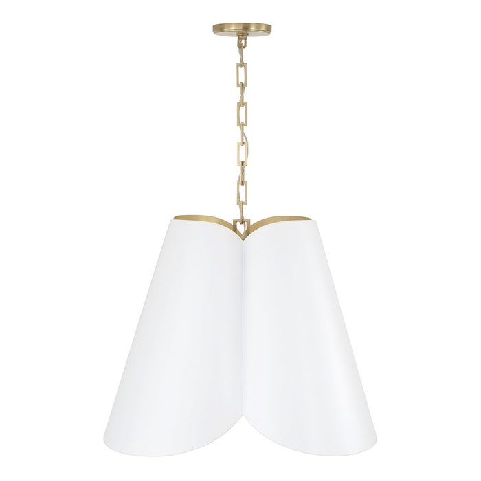 Capital Lighting Maeve 4Lt 27" Pendant, Brass/White/Painted Brass