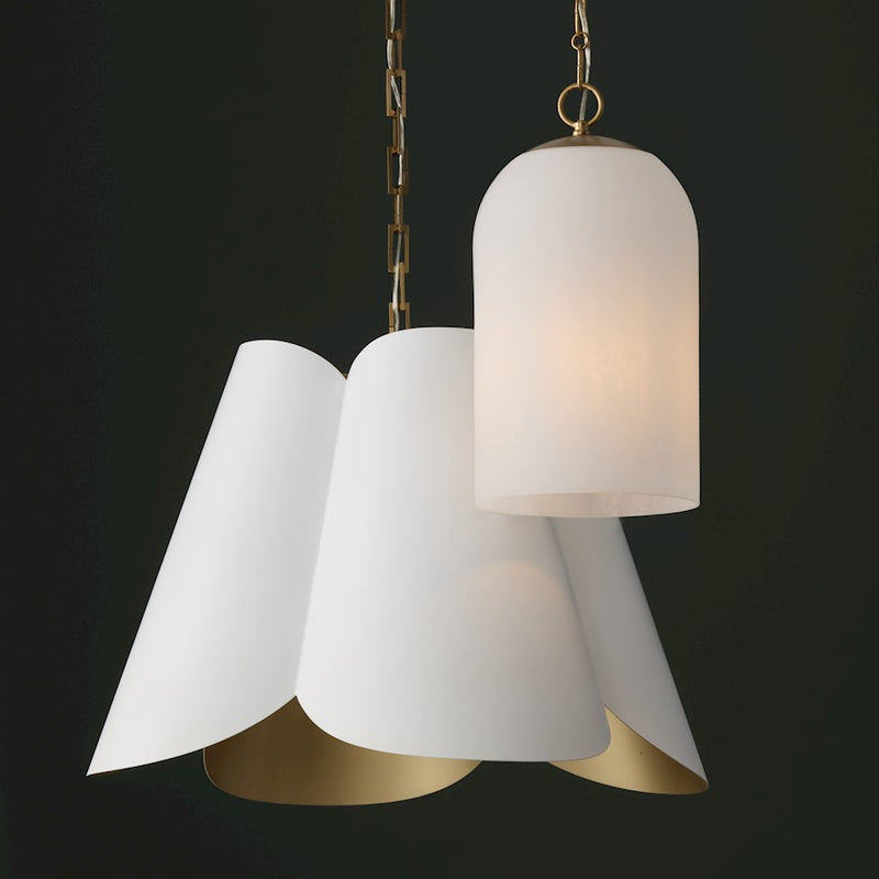 Capital Lighting Maeve 4Lt 27" Pendant, Brass/White/Painted Brass