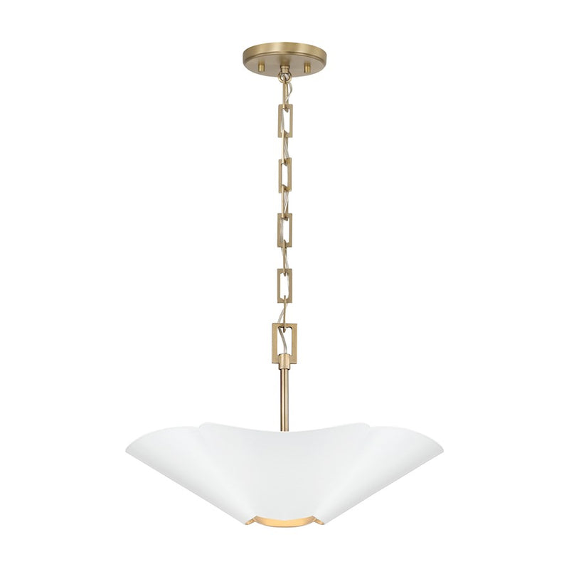 Capital Lighting Maeve 4Lt 19" Pendant, Brass/White/Painted Brass