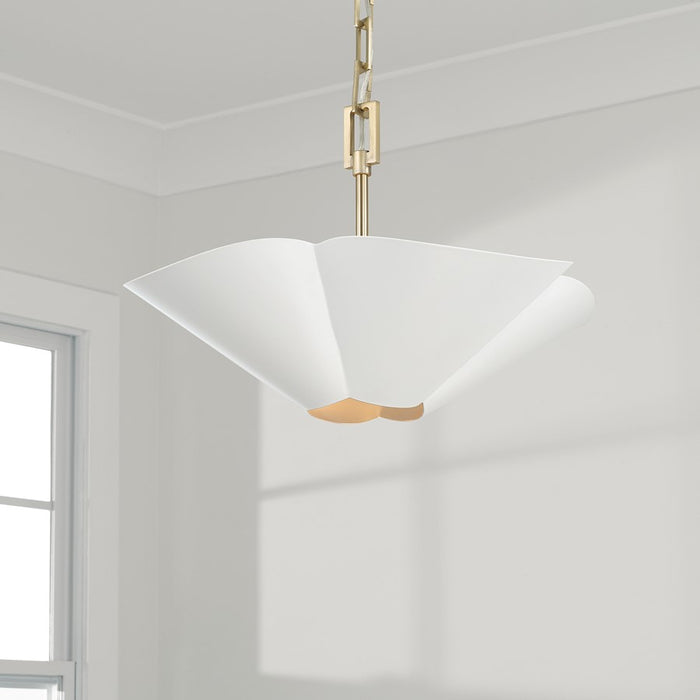 Capital Lighting Maeve 4Lt 19" Pendant, Brass/White/Painted Brass