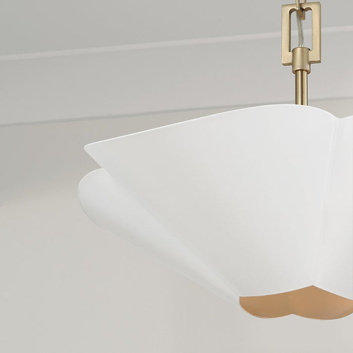 Capital Lighting Maeve 4Lt 19" Pendant, Brass/White/Painted Brass