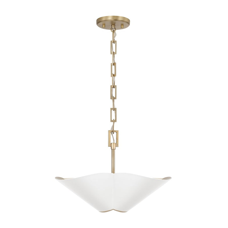 Capital Lighting Maeve 4Lt 19" Pendant, Brass/White/Painted Brass
