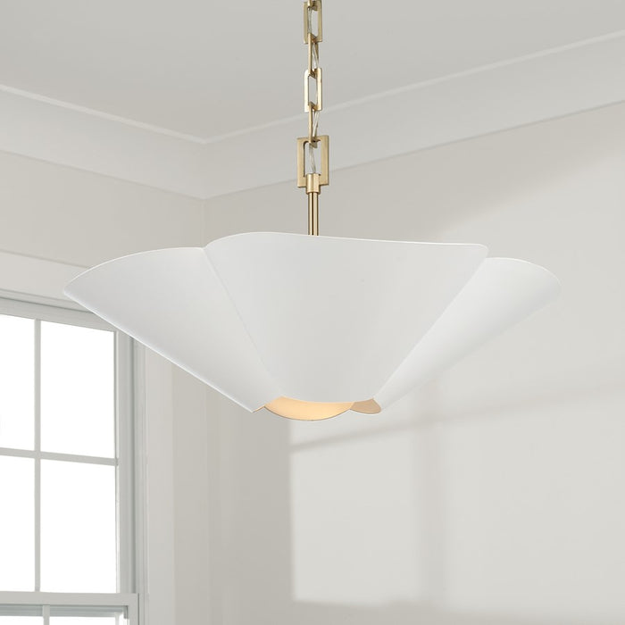 Capital Lighting Maeve 4Lt 23" Pendant, Brass/White/Painted Brass