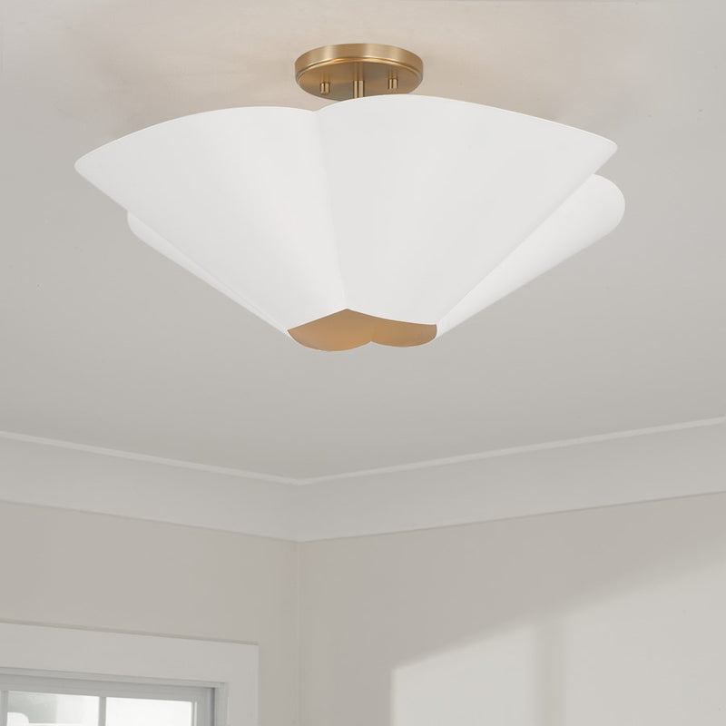 Capital Lighting Maeve 4Lt 23" Pendant, Brass/White/Painted Brass